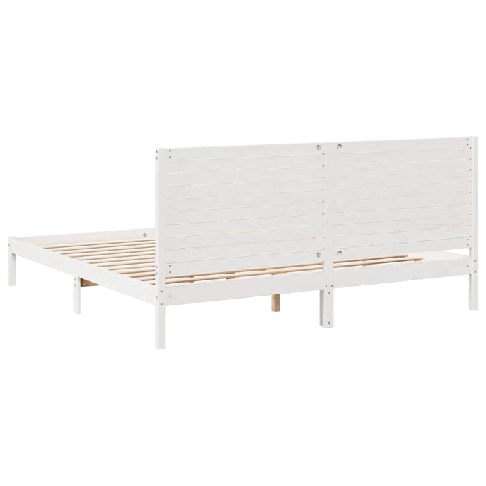 Cadru pat foarte lung fără saltea, alb, 200x220 cm lemn masiv - WALTI WALTI