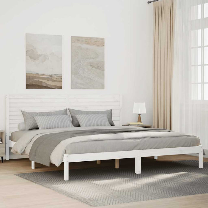 Cadru pat foarte lung fără saltea, alb, 200x220 cm lemn masiv - WALTI WALTI