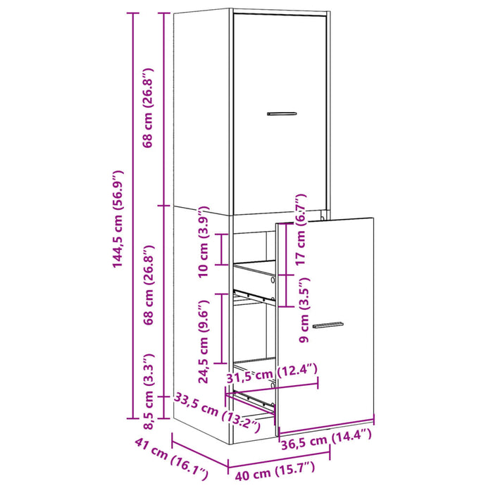 Dulap de farmacie, stejar sonoma, 40x41x144,5 cm lemn prelucrat WALTI