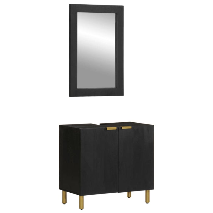 Set mobilier de baie, 2 piese, negru, lemn compozit WALTI