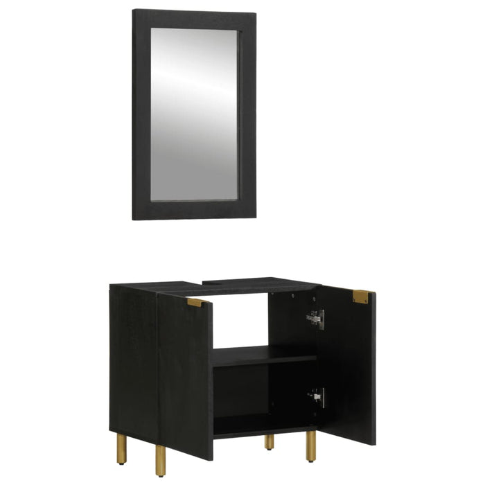 Set mobilier de baie, 2 piese, negru, lemn compozit WALTI