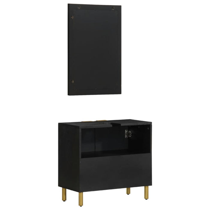 Set mobilier de baie, 2 piese, negru, lemn compozit WALTI