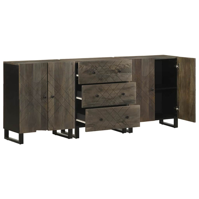Bufete 3 buc Negru 60x33x75 cm lemn masiv de mango WALTI