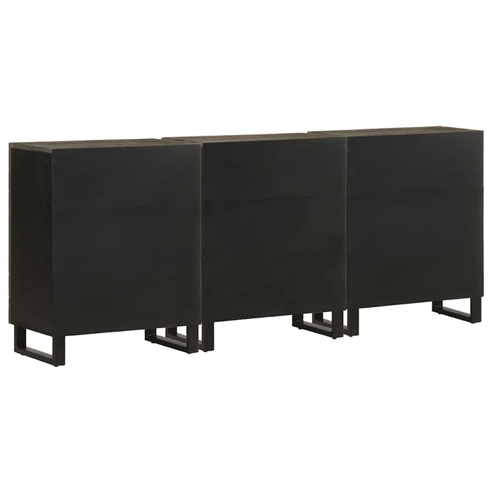 Bufete 3 buc Negru 60x33x75 cm lemn masiv de mango WALTI