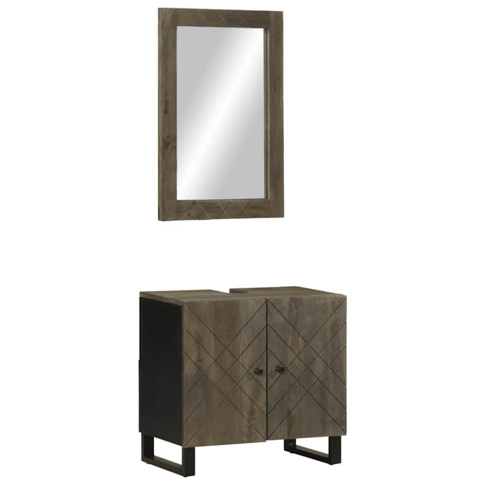 Set de mobilier de baie 2 piese din lemn masiv de mango negru WALTI