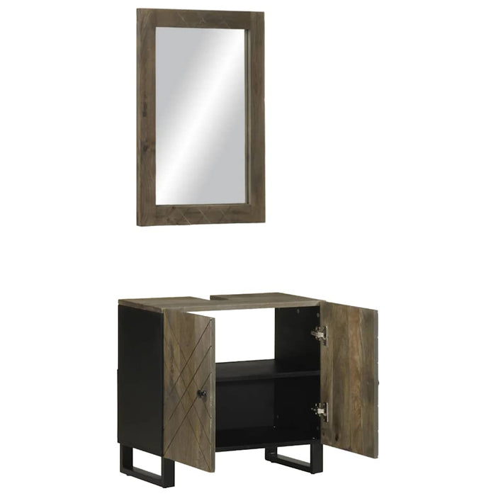 Set de mobilier de baie 2 piese din lemn masiv de mango negru WALTI