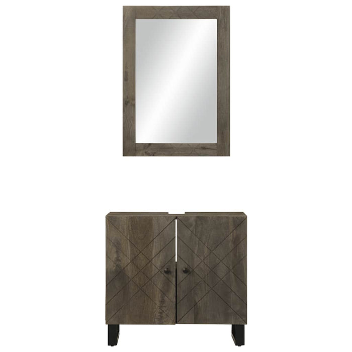 Set de mobilier de baie 2 piese din lemn masiv de mango negru WALTI