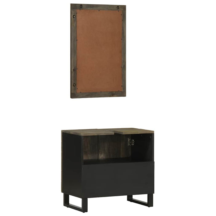 Set de mobilier de baie 2 piese din lemn masiv de mango negru WALTI