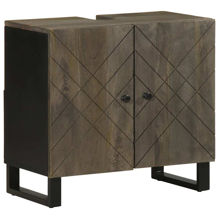 Set de mobilier de baie 3 piese din lemn masiv de mango negru WALTI