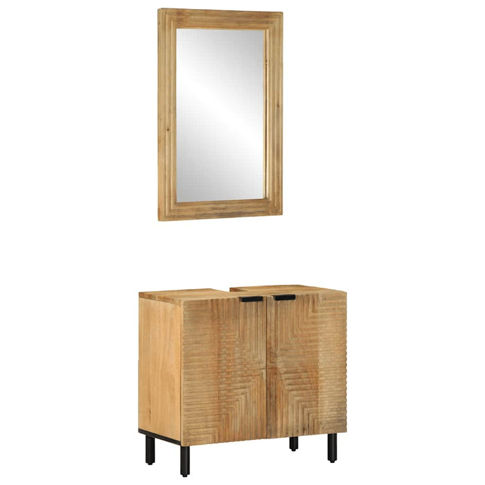 Set de mobilier de baie 2 piese din lemn masiv de mango maro WALTI