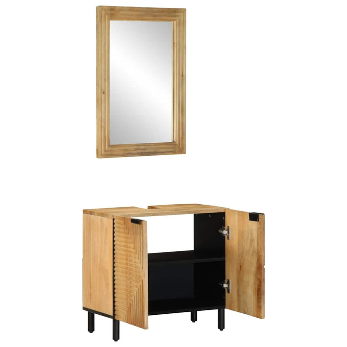 Set de mobilier de baie 2 piese din lemn masiv de mango maro WALTI