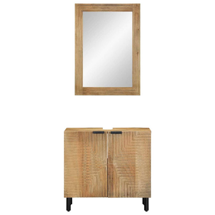Set de mobilier de baie 2 piese din lemn masiv de mango maro WALTI
