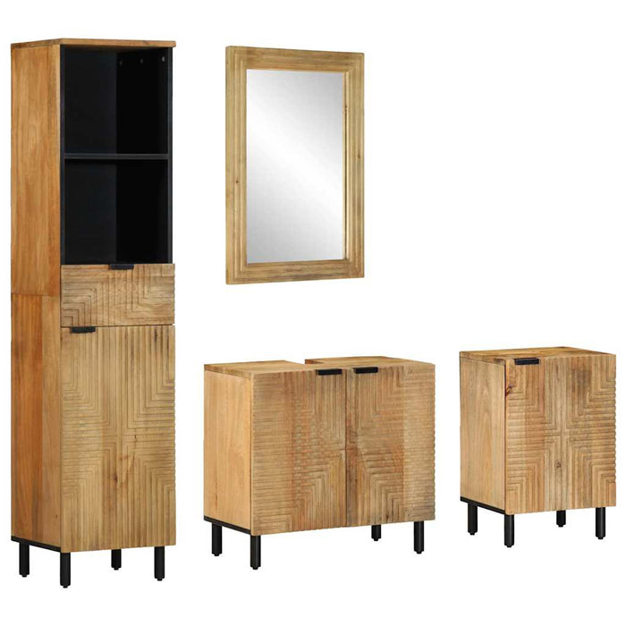 Set de mobilier de baie 4 piese din lemn masiv de mango maro WALTI