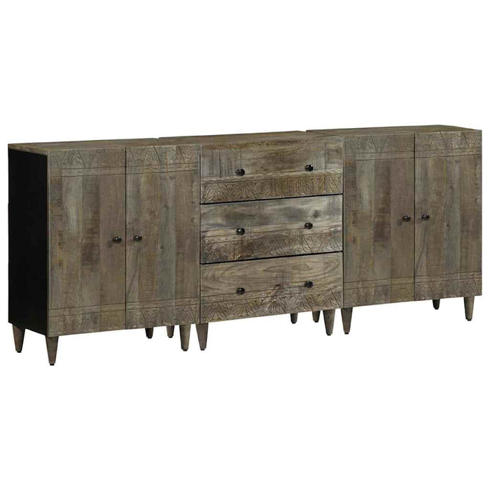 Bufete 3 piese gri deschis 60x33,5x75 cm lemn masiv de mango WALTI
