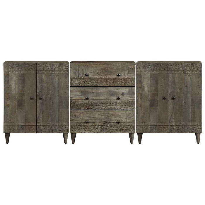 Bufete 3 piese gri deschis 60x33,5x75 cm lemn masiv de mango WALTI