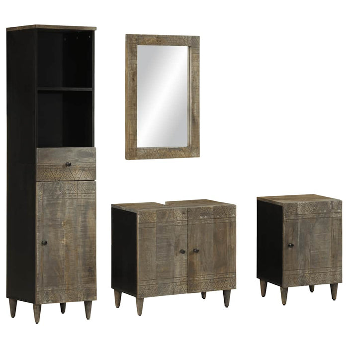 Set mobilier de baie, 4 piese, lemn masiv de mango WALTI