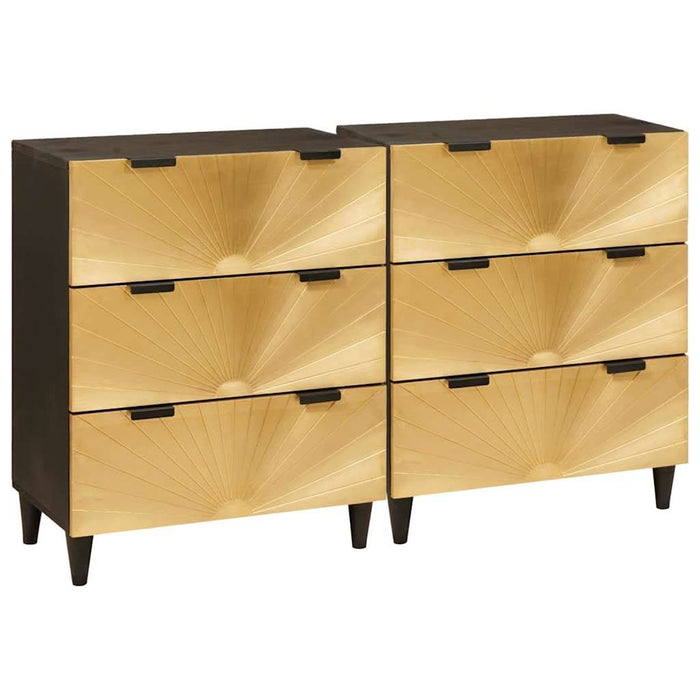 Bufet 2 pcs Negru și Aur 60 x 33 x 75 cm Lemn masiv de mango - WALTI WALTI