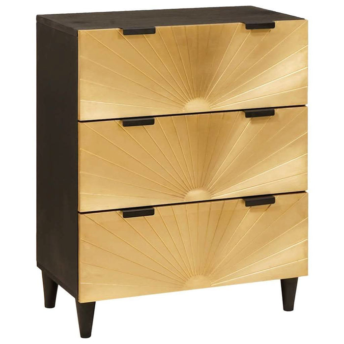 Bufet 2 pcs Negru și Aur 60 x 33 x 75 cm Lemn masiv de mango - WALTI WALTI