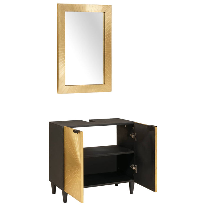 Set dulap baie 2 buc. Negru și alamă 62 x 33 x 58 cm WALTI