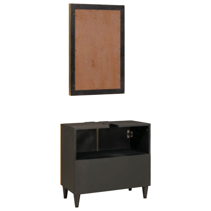 Set dulap baie 2 buc. Negru și alamă 62 x 33 x 58 cm WALTI