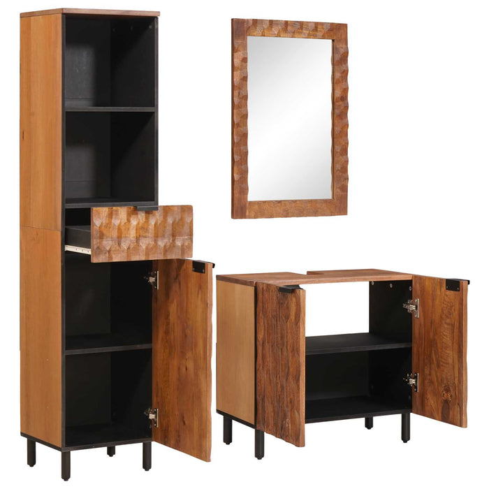 Seturi de baie cu raft Maro Acacia Finisat Lemn de mango solid - WALTI WALTI