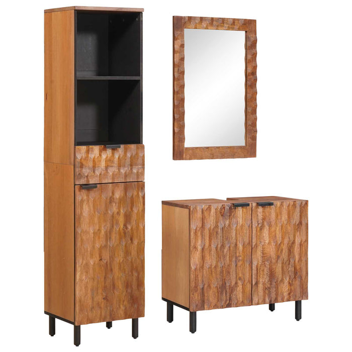 Seturi de baie cu raft Maro Acacia Finisat Lemn de mango solid - WALTI WALTI