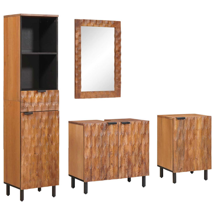 Seturi de baie cu raft Maro Acacia Finisat Lemn de mango solid - WALTI WALTI