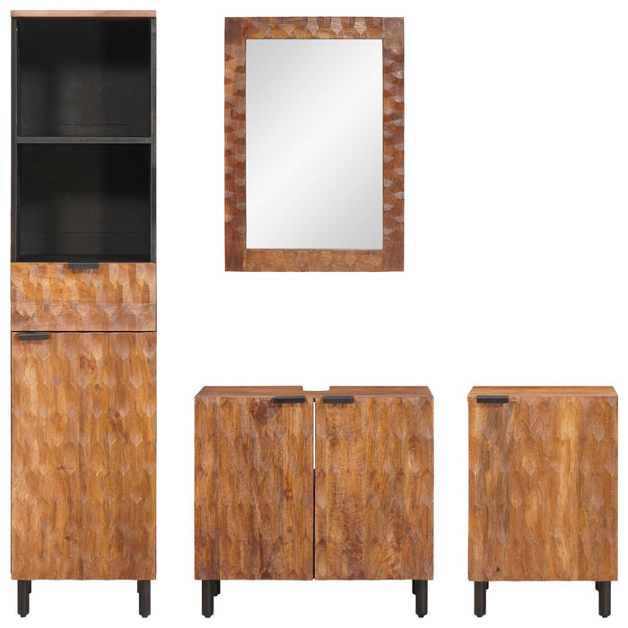 Seturi de baie cu raft Maro Acacia Finisat Lemn de mango solid - WALTI WALTI