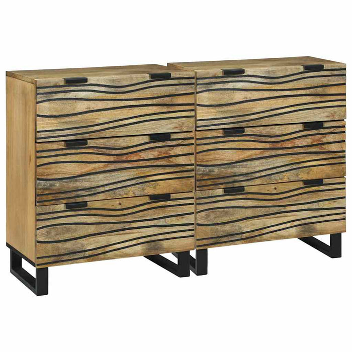 Bufeturi cu sertar cu depozitare 2 pcs Maro Mediu Lemn de mango solid - WALTI WALTI