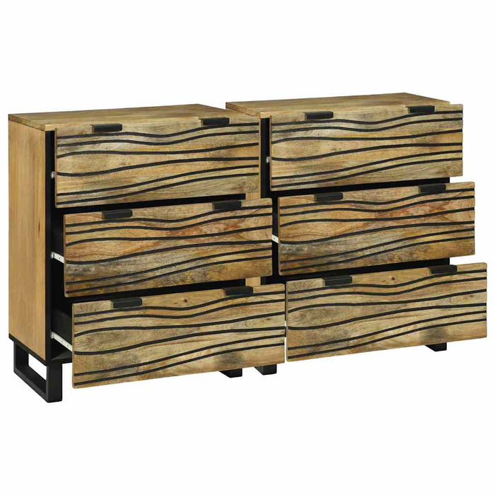 Bufeturi cu sertar cu depozitare 2 pcs Maro Mediu Lemn de mango solid - WALTI WALTI