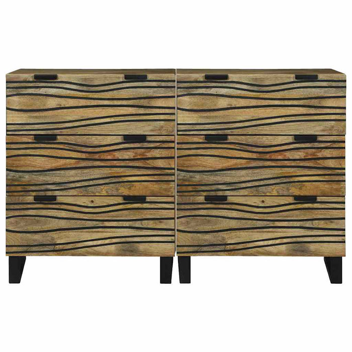 Bufeturi cu sertar cu depozitare 2 pcs Maro Mediu Lemn de mango solid - WALTI WALTI