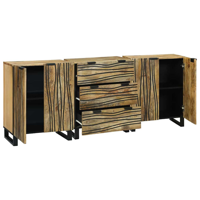 Set de mobilier pentru baie 3 pcs Maro Mediu Lemn masiv - WALTI WALTI