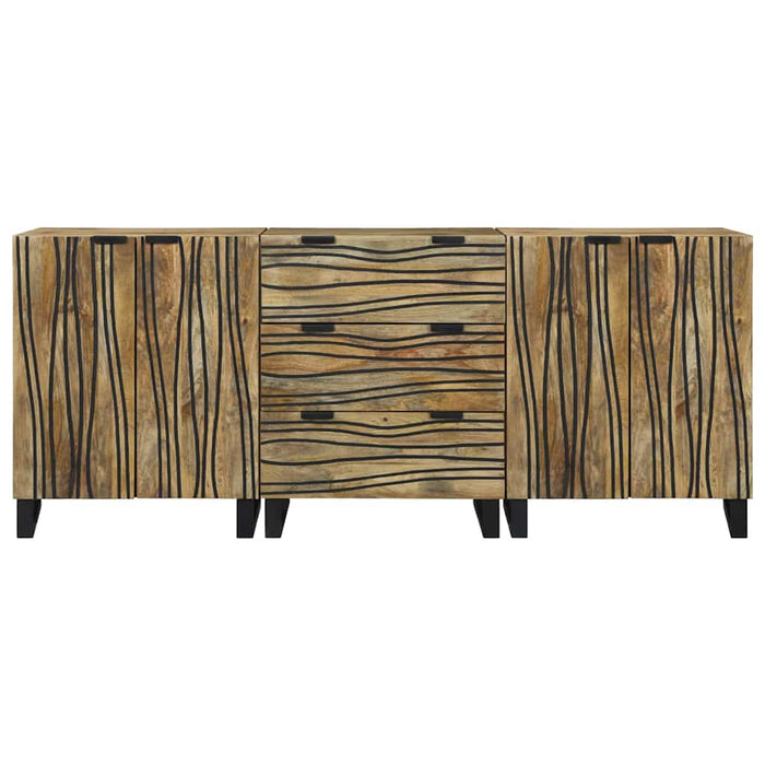 Set de mobilier pentru baie 3 pcs Maro Mediu Lemn masiv - WALTI WALTI