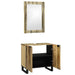 Set de mobilier pentru baie cu raft cu depozitare cu ușă cu oglindă 2 pcs Maro Standard - WALTI WALTI