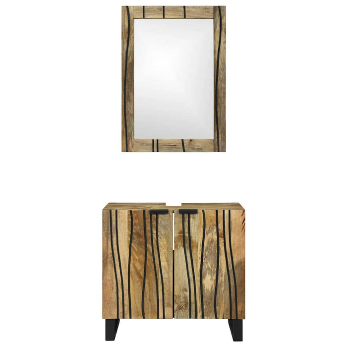 Set de mobilier pentru baie cu raft cu depozitare cu ușă cu oglindă 2 pcs Maro Standard - WALTI WALTI