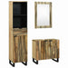 Set de mobilier pentru baie cu sertar cu raft cu depozitare cu ușă cu oglindă 3 pcs Maro Înalt - WALTI WALTI