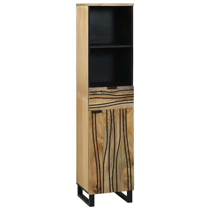 Set de mobilier pentru baie cu sertar cu raft cu depozitare cu ușă cu oglindă 3 pcs Maro Înalt - WALTI WALTI