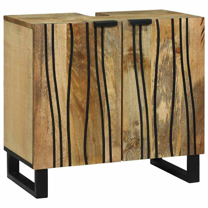 Set de mobilier pentru baie cu sertar cu raft cu depozitare cu ușă cu oglindă 4 pcs Maro mare - WALTI WALTI