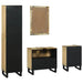 Set de mobilier pentru baie cu sertar cu raft cu depozitare cu ușă cu oglindă 4 pcs Maro mare - WALTI WALTI