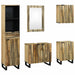 Set de mobilier pentru baie cu sertar cu raft cu depozitare cu ușă cu oglindă 5 pcs Maro Mediu - WALTI WALTI