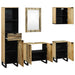 Set de mobilier pentru baie cu sertar cu raft cu depozitare cu ușă cu oglindă 5 pcs Maro Mediu - WALTI WALTI