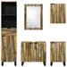 Set de mobilier pentru baie cu sertar cu raft cu depozitare cu ușă cu oglindă 5 pcs Maro Mediu - WALTI WALTI