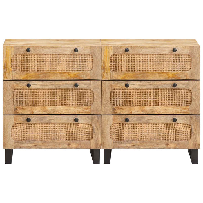 Bufet 2 pcs Maro 60 x 33 x 75 cm Lemn de mango solid - WALTI WALTI