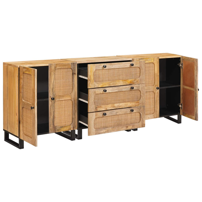 Bufet 3 pcs Maro 180 x 33 x 75 cm Lemn de mango solid - WALTI WALTI