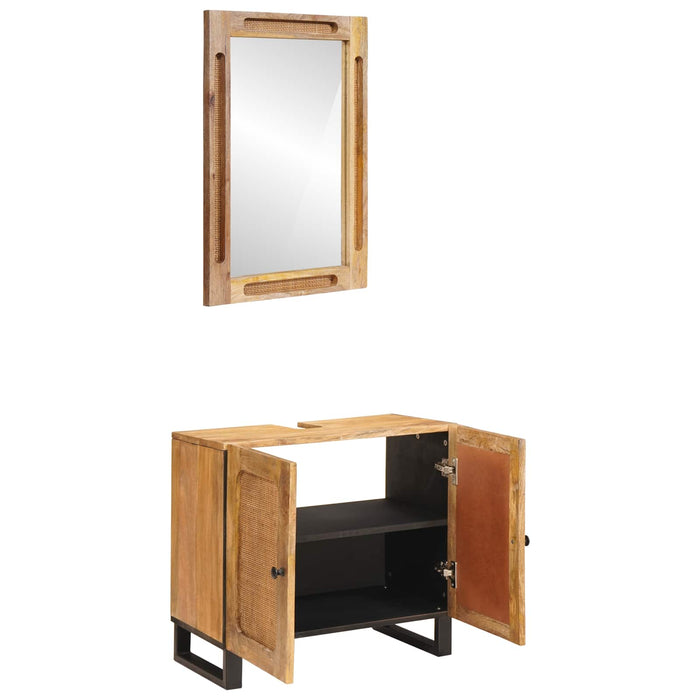 Seturi de baie cu depozitare 2 pcs Maro Lemn de mango solid - WALTI WALTI