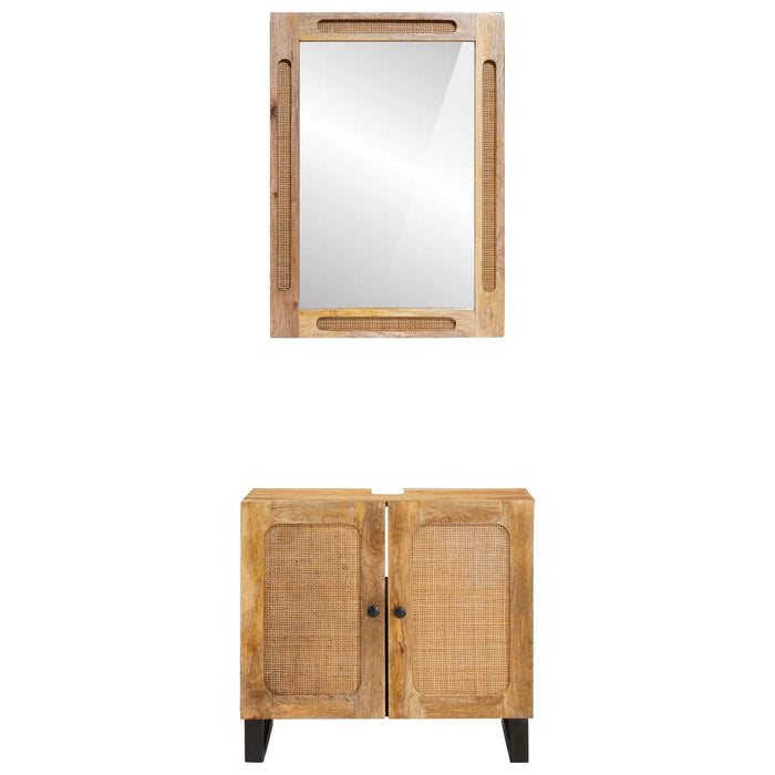 Seturi de baie cu depozitare 2 pcs Maro Lemn de mango solid - WALTI WALTI