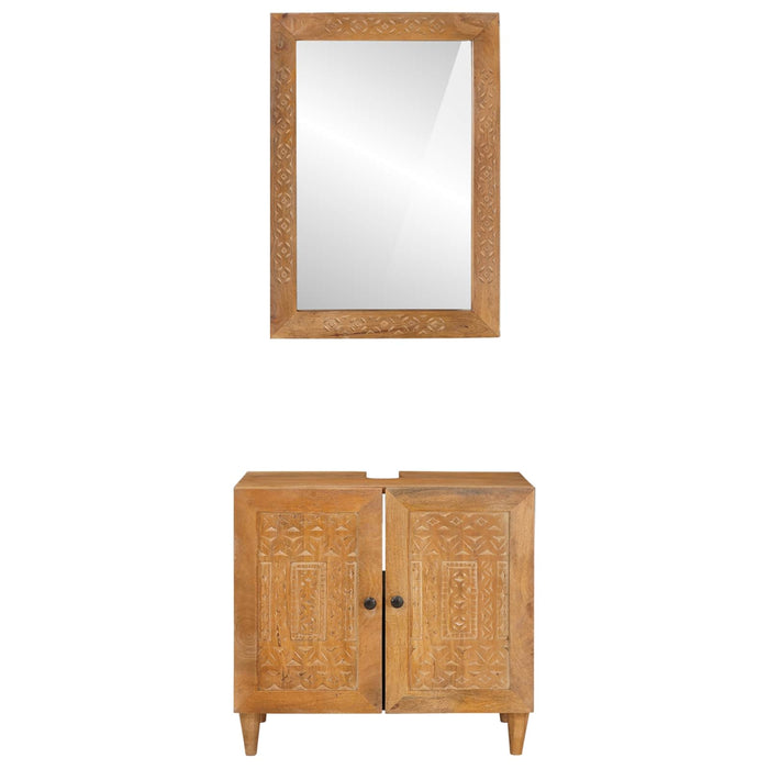 Set de mobilier pentru baie cu raft 2 pcs Maro Lemn compozit - WALTI WALTI