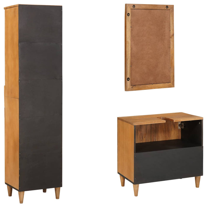 Set de mobilier pentru baie cu sertar 3 pcs Maro Lemn compozit - WALTI WALTI
