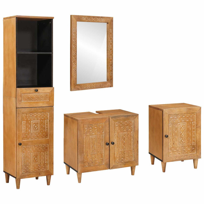 Set de mobilier pentru baie cu sertar 4 pcs Maro Lemn compozit - WALTI WALTI