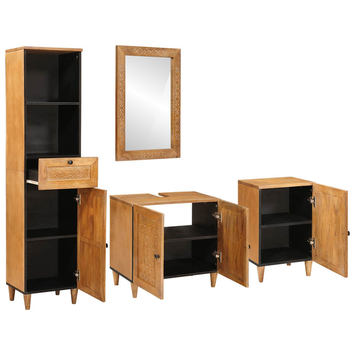 Set de mobilier pentru baie cu sertar 4 pcs Maro Lemn compozit - WALTI WALTI